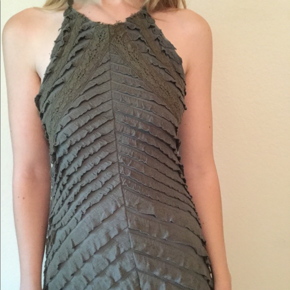 Free People Dresses & Skirts - ✌️FREE PEOPLE RUFFLED MAXI DRESS Sz XS Army Green